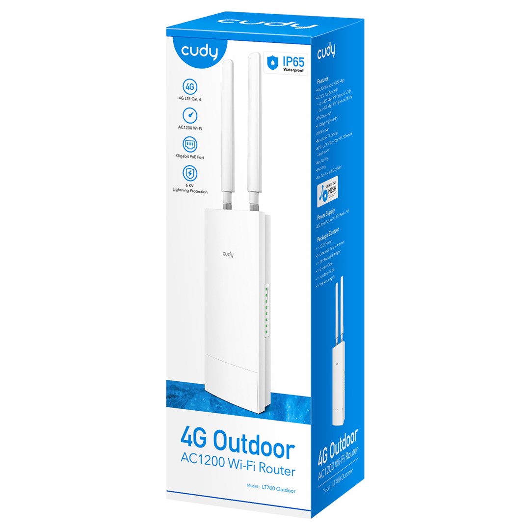 Vanjski Router CUDY LT700 Router 4G/5G - vanjski, IP65, dual-band, 867 Mbit/s | Ronis