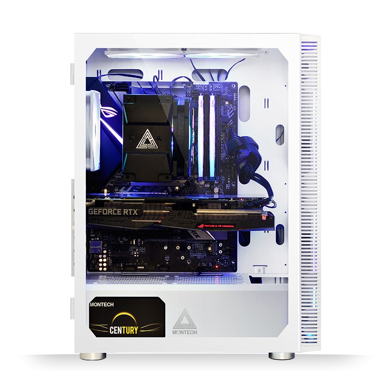 Montech X3 Mesh Midi-Tower Gehäuse – DRGB, Temperiertes Glas, Weiß