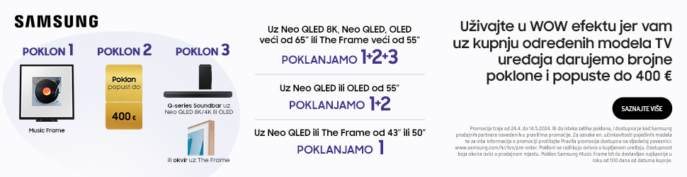 Zakoračite u novu Samsung AI TV eru: pokloni  i popusti uz kupnju novog Samsung TV-a!